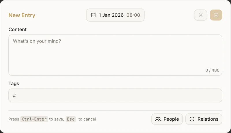 Minimalist text editor for distraction-free journal writing and reflection